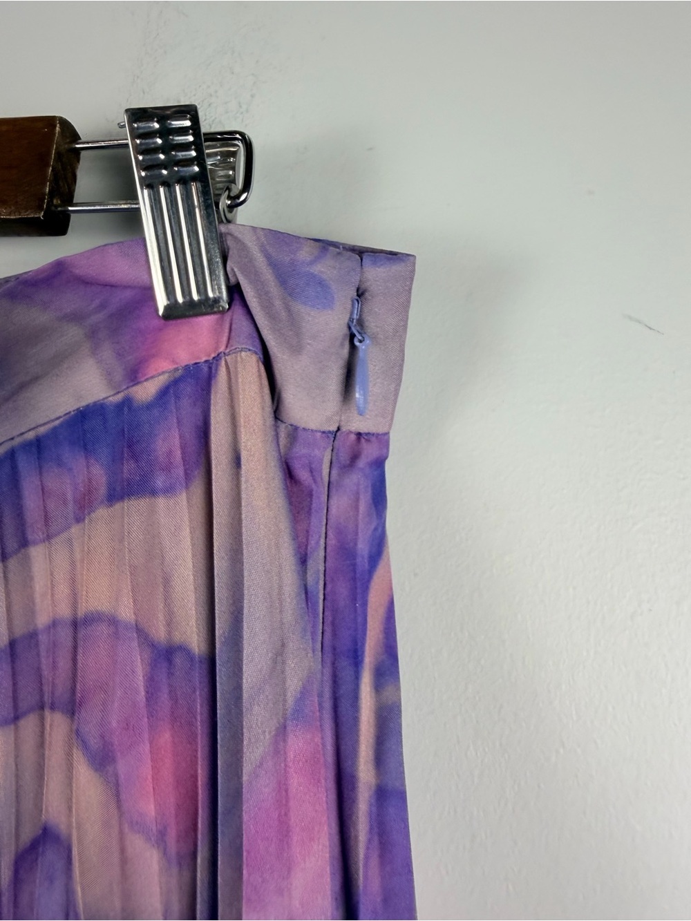 Anthropologie Siddhartha Bansal Marble-Dyed Pleated Maxi Skirt size 14 purple - Picture 5 of 8